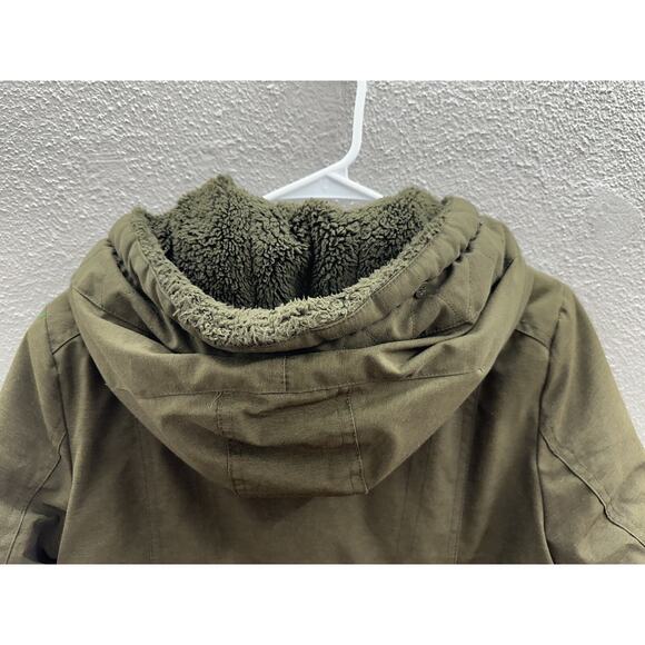 Womens DKNY Jacket Size XS Green Hooded Hidden Zip Up - Picture 13 of 16